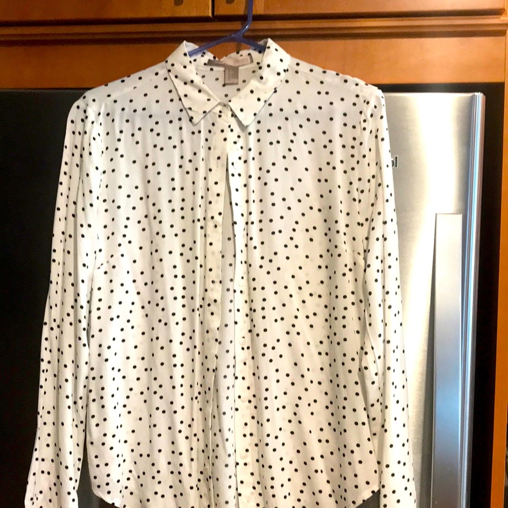 Forever 21 Womens Long Sleeve Polka Dot Blouse